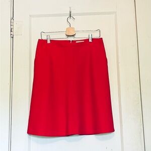 Loft Red Knee Mid Length A-Line Tailored Lined Skirt sz 8